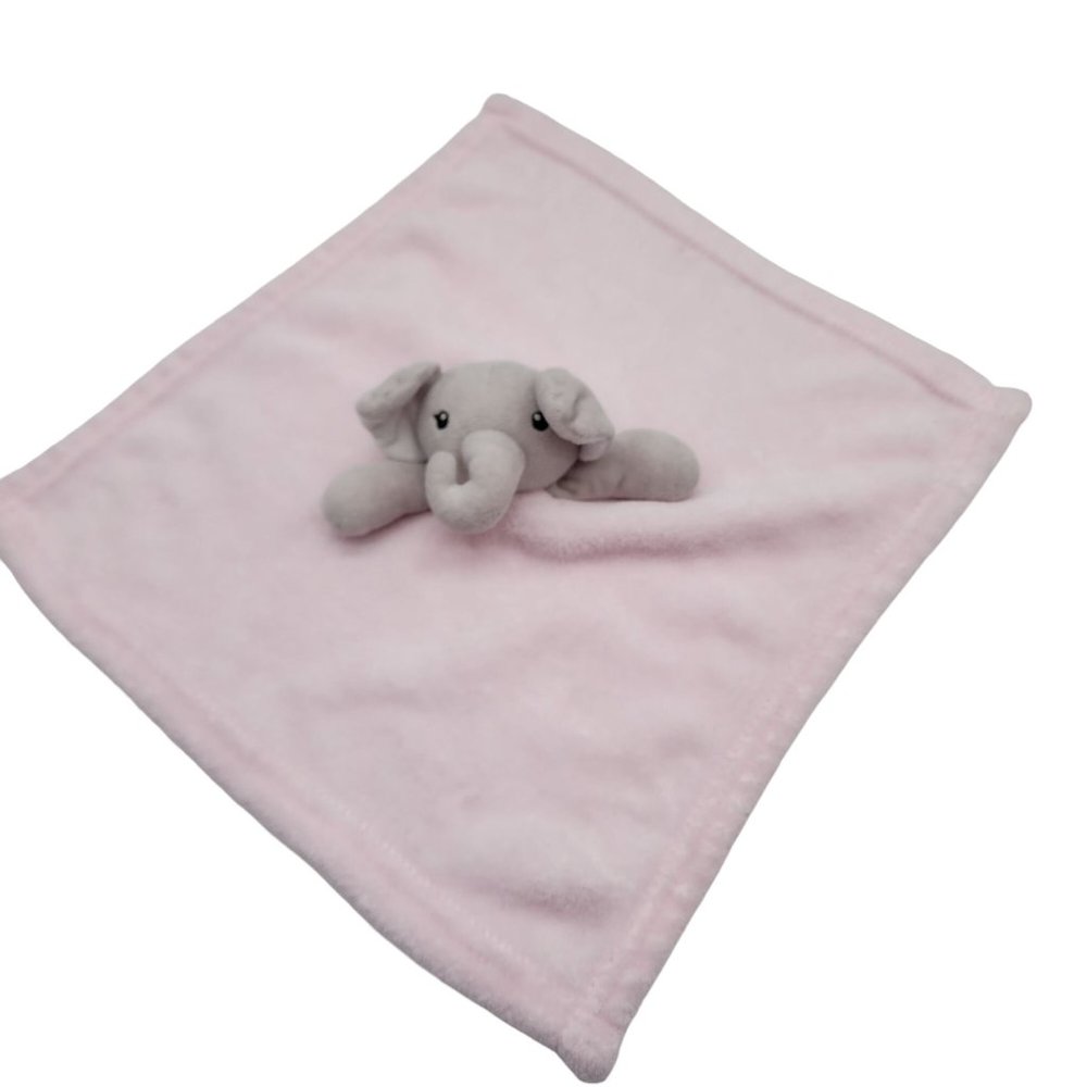 Cutie Pie Lovey security blanket Pink gray elephant 15 x 15